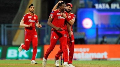 Punjab King Kagiso Rabada celebrates with Rishi Dhawan and Arshdeep Singh (back) (ANI) Punjab King Kagiso Rabada celebrates with Rishi Dhawan and Arshdeep Singh (back) (ANI)