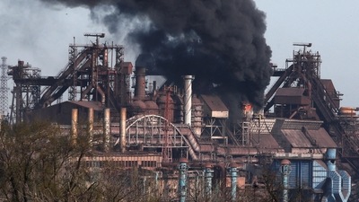 Ukraine war: Smoke rises above a plant of Azovstal Iron and Steel Works during Ukraine-Russia conflict in the southern port city of Mariupol,&nbsp; (REUTERS)