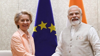 Prime Minister Narendra Modi met European Commission President Ursula von der Leyen on Monday.&nbsp;