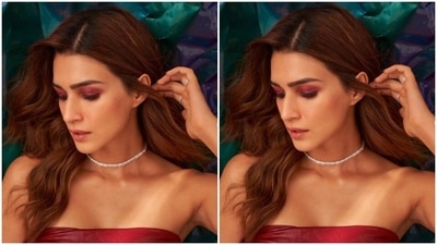 Styled by fashion stylist Sukriti Grover. Kriti wore her tresses open in wavy curls with a side part. (Instagram/@kritisanon)