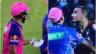 Parag and Harshal had a feisty exchange after the end of the RR innings. (Twitter) Parag and Harshal had a feisty exchange after the end of the RR innings. (Twitter)