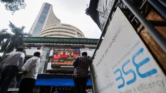 People stand outside the Bombay Stock Exchange (BSE). File photo. (REUTERS)