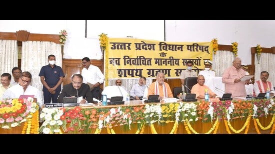 CM Yogi Adityanath, deputy CM Keshav Prasad Maurya besides parliamentary affairs and finance minister Suresh Khanna attended the ceremony (Sourced)