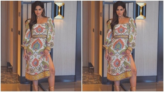 After sharing snippets from the event with her followers, Harnaaz posted photos that displayed her choice of ensemble for the occasion. The star did a photoshoot with the same look and captioned it, "Such a blessed day in the Philippines." She wore a dress from the shelves of designer Ranna Gill's label.(Instagram/@harnaazsandhu)