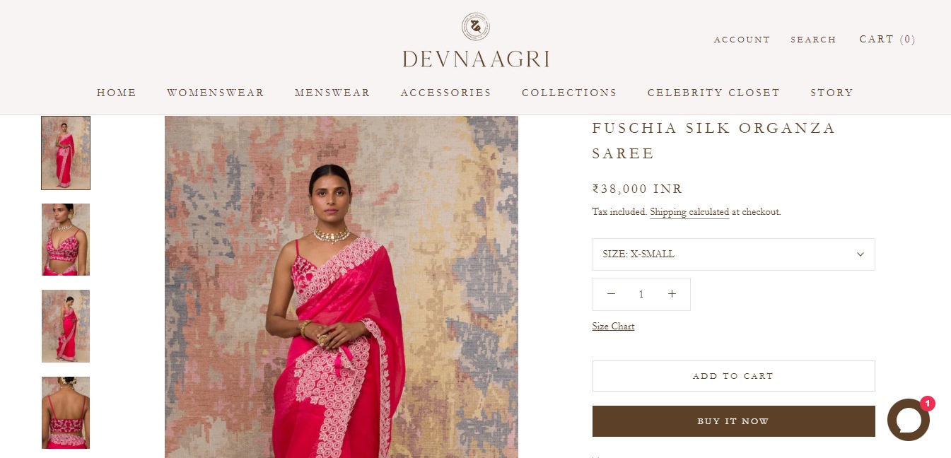 The price of the saree Pooja Hegde wore for Acharya promotions.&nbsp; (devnaagri.com)