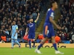Karim Benzema celebrates after scoring his side's third goal during the Champions League semi final (1st leg) against Manchester City Karim Benzema celebrates after scoring his side's third goal during the Champions League semi final (1st leg) against Manchester City