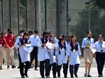 Students coming out form one of the CBSE Board 10th final exams centre at Government school in sector 16, Chandigarh on Wednesday, April 27, 2022. ( Ravi Kumar/ Hindustan Times) Students coming out form one of the CBSE Board 10th final exams centre at Government school in sector 16, Chandigarh on Wednesday, April 27, 2022. ( Ravi Kumar/ Hindustan Times)