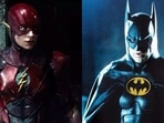 Ezra Miller and Michael Keaton play Flash and Batman respectively in The Flash. Ezra Miller and Michael Keaton play Flash and Batman respectively in The Flash.