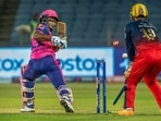 Sanju Samson of Rajasthan Royals is bowled out by Wanindu Hasaranga of Royal Challengers Bangalore during the IPL 2022 cricket RCB vs RR match