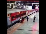 The image, taken from the Twitter video, shows the person being saved.