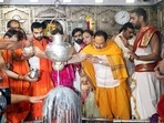 BJP national president JP Nadda offering prayers at Mahakaleshwar Temple in Ujjain in March this year. (ANI Photo) BJP national president JP Nadda offering prayers at Mahakaleshwar Temple in Ujjain in March this year. (ANI Photo)