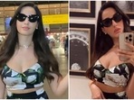Nora Fatehi makes fans go weak in the knees with airport look in floral cropped blouse and bodycon skirt: See videos