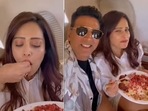 Nushrratt Bharuccha picked up a fork when Akshay Kumar asked her to pose for a selfie. Nushrratt Bharuccha picked up a fork when Akshay Kumar asked her to pose for a selfie.