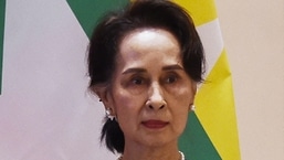 Foto de arquivo do líder civil deposto de Mianmar Aung San Suu Kyi.