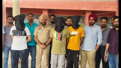 Police have arrested three members of the Davinder Bambiha and Sukha Duneke group and recovered six pistols from their possession in Faridkot on Wednesday. Police have arrested three members of the Davinder Bambiha and Sukha Duneke group and recovered six pistols from their possession in Faridkot on Wednesday.