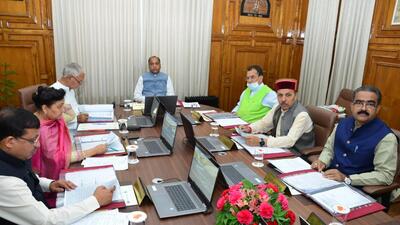 HP chief minister Jai Ram Thakur presiding over the cabinet meeting in Shimla on Wednesday. (HT Photo) HP chief minister Jai Ram Thakur presiding over the cabinet meeting in Shimla on Wednesday. (HT Photo)