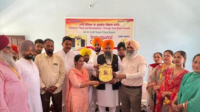 MLA Manwinder Singh Giaspura at the inauguration of arts room at GSSS Shahpur in Ludhiana. (HT PHOTO) MLA Manwinder Singh Giaspura at the inauguration of arts room at GSSS Shahpur in Ludhiana. (HT PHOTO)