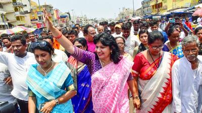 BJP MP Aparajita Sarangi Sarangi was stopped by police at Chandanpur. But as she insisted on padyatra to the temple, the administration took her and her followers in government vehicles to the Grand Road from where they walked to the temple. (PTI) BJP MP Aparajita Sarangi Sarangi was stopped by police at Chandanpur. But as she insisted on padyatra to the temple, the administration took her and her followers in government vehicles to the Grand Road from where they walked to the temple. (PTI)