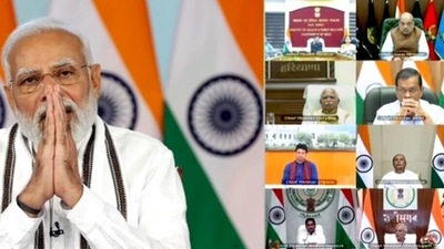 Prime Minister Narendra Modi holds a virtual meeting with the chief ministers on the COVID-19 situation in the country, in New Delhi (ANI Photo) (ANI) Prime Minister Narendra Modi holds a virtual meeting with the chief ministers on the COVID-19 situation in the country, in New Delhi (ANI Photo) (ANI)