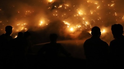 A fire broke out at Bhalswa landfill, in New Delhi on Tuesday. (ANI Photo) (Amit Sharma) A fire broke out at Bhalswa landfill, in New Delhi on Tuesday. (ANI Photo) (Amit Sharma)