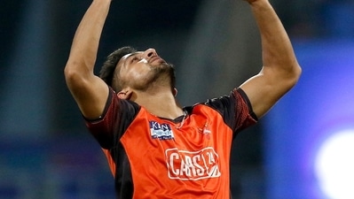 Umran Malik then swooped in and dismissed both the openers. He went on to take two more wickets (ANI) Umran Malik then swooped in and dismissed both the openers. He went on to take two more wickets (ANI)