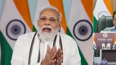 PM Modi held a meeting with the chief ministers on Wednesday regarding the Covid-19 situation across the nation through a video conference. (PTI) PM Modi held a meeting with the chief ministers on Wednesday regarding the Covid-19 situation across the nation through a video conference. (PTI)