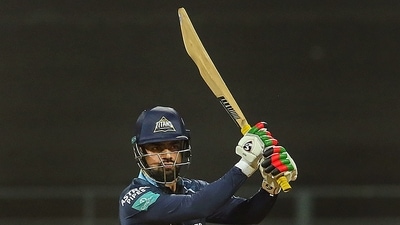 Rashid Khan ended the match unbeaten on 30 off 11. (PTI) Rashid Khan ended the match unbeaten on 30 off 11. (PTI)