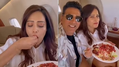 Nushrratt Bharuccha picked up a fork when Akshay Kumar asked her to pose for a selfie. Nushrratt Bharuccha picked up a fork when Akshay Kumar asked her to pose for a selfie. 
