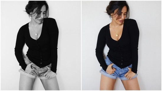 Neha Sharma's Instagram handle is a lookbook of all things stylish and fit. The actor is often seen flaunting her toned body and workout videos through her posts. In her recent stills, Neha can be seen grabbing eye balls in a basic black sweater and denim shorts.