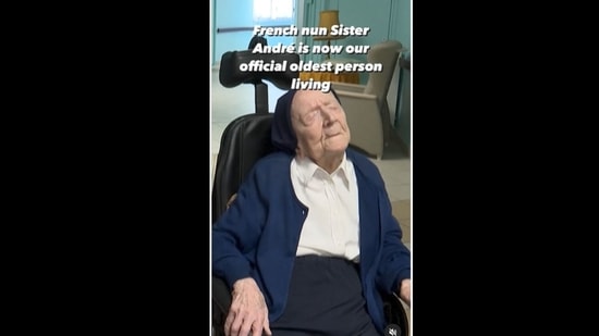 French nun Sister André has now become the world's oldest living person. (guinnessworldrecords/Instagram )