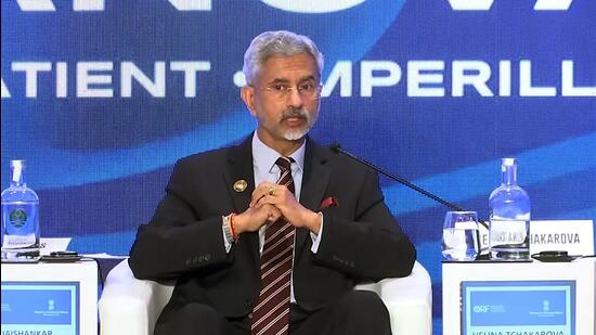 External affairs minister S Jaishankar addressed a session of the Raisina Dialogue, the foreign ministry’s flagship conference on geopolitics, in New Delhi on Wednesday. (ANI)