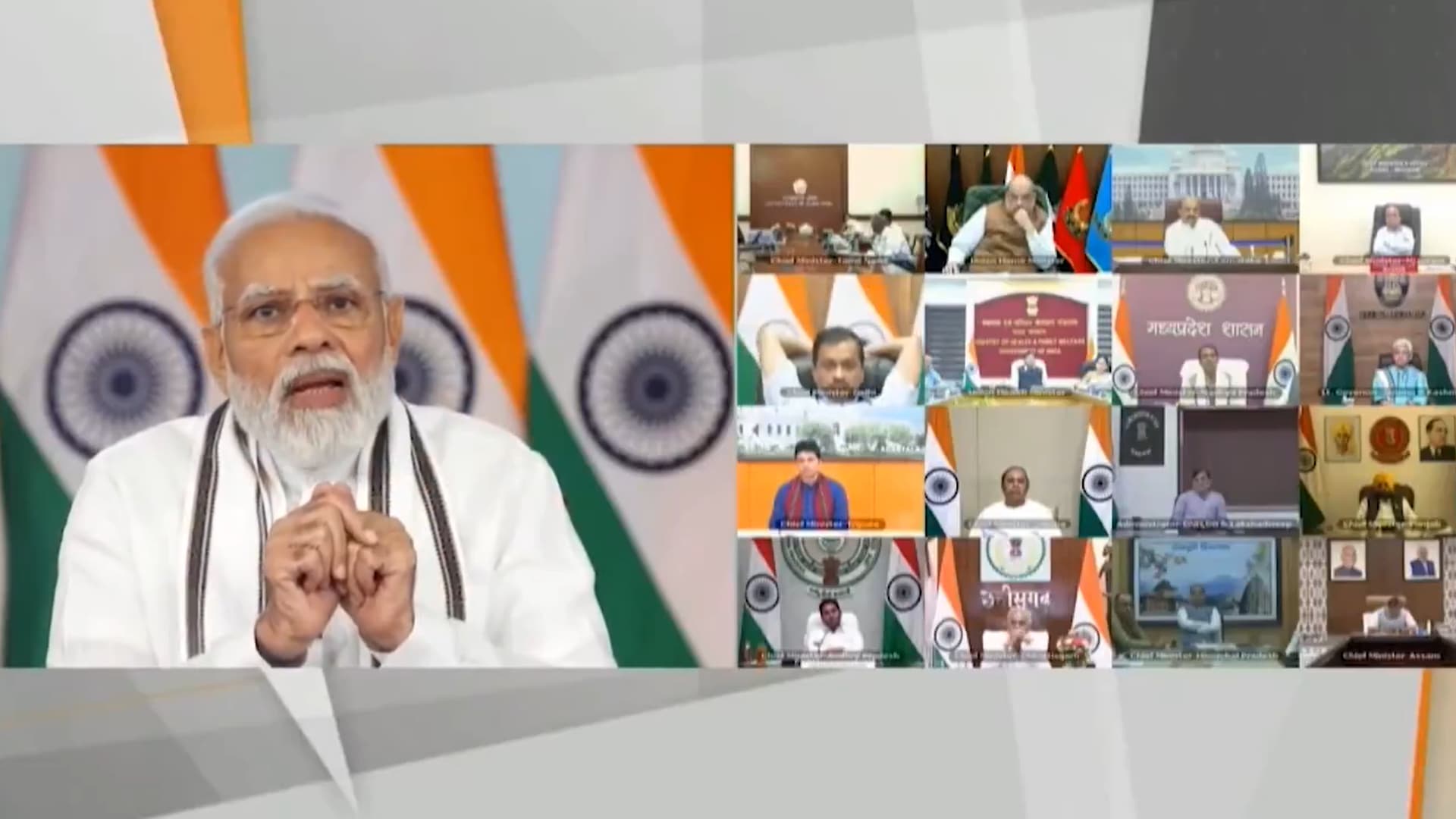 PM Narendra Modi interacts with chief ministers and senior officials of states during Covid-19 review meeting on Wednesday, April 27, 2022. (Screengrab/Delhi BJP Twitter) PM Narendra Modi interacts with chief ministers and senior officials of states during Covid-19 review meeting on Wednesday, April 27, 2022. (Screengrab/Delhi BJP Twitter)