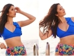 Katrina Kaif is not very active on social media as compared to other B-Town celebrities but at the same time, she makes sure to keep treating her fans from time-to-time with all her doings. Her fans cannot keep calm everytime the Merry Christmas actor posts something on her Instagram handle. In her most recent photos, Katrina can be seen flaunting her toned body as she beats the summer heat taking a dip in the pool in a blue floral bikini.(Instagram/@katrinakaif)