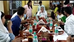 Vice chancellor Sudhir K Jain at the Iftar party that was reportedly held at the Mahila Mahavidyalaya. (ANI)