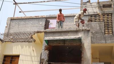 Additional structures being taken down during the Chandigarh Housing Board’s demolition drive in Sector 41. (HT Photo)