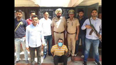 Gangster Kala Rana in custody of Ambala police. (HT Photo) Gangster Kala Rana in custody of Ambala police. (HT Photo)