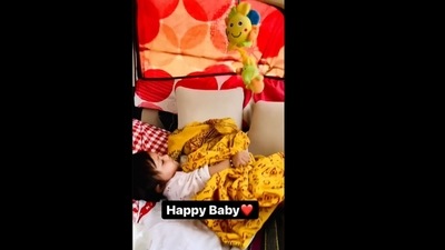 The man converted the backseat of the car into a bedroom for the baby to travel comfortably. (cutest_baby_angel/Instagram) The man converted the backseat of the car into a bedroom for the baby to travel comfortably. (cutest_baby_angel/Instagram)