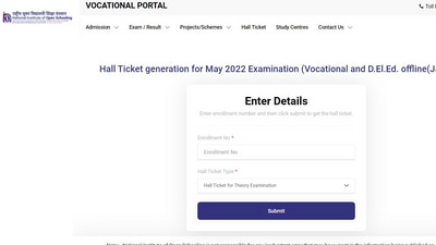 NIOS DELEd admit card 2022 released at projects.nios.ac.in, direct link here NIOS DELEd admit card 2022 released at projects.nios.ac.in, direct link here
