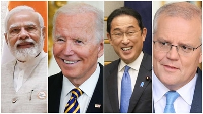 Prime Minister Narendra Modi, US president Joe Biden, Japanese premier Fumio Kishida and Australian PM Scott Morrison Prime Minister Narendra Modi, US president Joe Biden, Japanese premier Fumio Kishida and Australian PM Scott Morrison