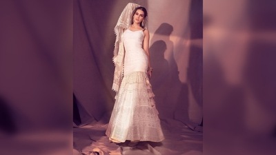 Keep it simple yet very royal and elegant like Kriti Sanon. This lehenga inspired dress with a dupatta is the perfect outfit for anyone who doesn't want to go entirely traditional with their look. (Instagram/@kritisanon) Keep it simple yet very royal and elegant like Kriti Sanon. This lehenga inspired dress with a dupatta is the perfect outfit for anyone who doesn't want to go entirely traditional with their look. (Instagram/@kritisanon)