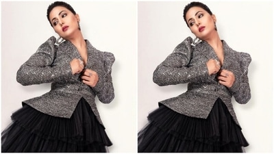 Styled by hairstylist Saba Sayed, Hina wore her tresses into a clean ponytail as she posed like a diva for the camera. (Instagram/@realhinakhan)