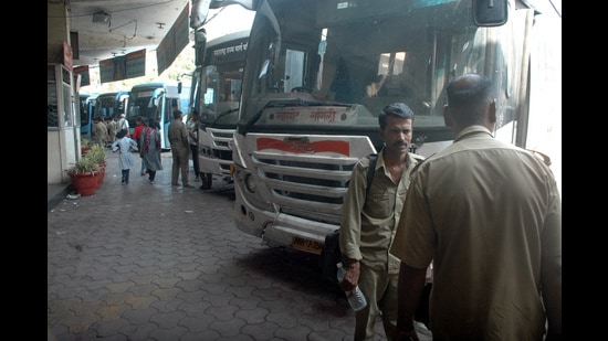 PunPassengers at Swargate MSRTC bus stand on Thursday. PunPassengers at Swargate MSRTC bus stand on Thursday.