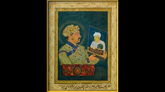 A portrait of Akbar (1542-1605) holding a portrait of his father. At the Musee Guimet, Paris. (Universal Images Group via Getty) A portrait of Akbar (1542-1605) holding a portrait of his father. At the Musee Guimet, Paris. (Universal Images Group via Getty)