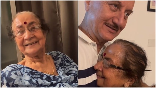 Anupam Kher and his mom Dulari.