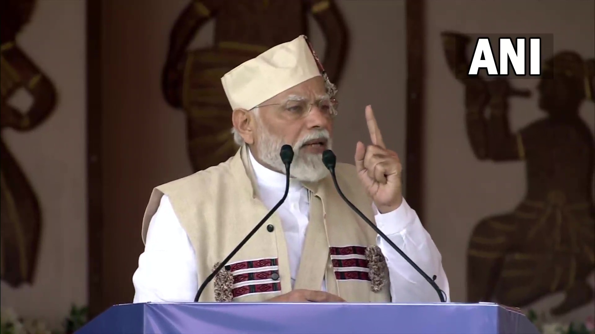 Prime Minister Narendra Modi addresses a gathering at Karbi Anglong in Assam on Thursday. (ANI Twitter) Prime Minister Narendra Modi addresses a gathering at Karbi Anglong in Assam on Thursday. (ANI Twitter)