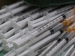 Doses of Moderna Covid-19 vaccine shots at a vaccination facility set up at Taipei Main Station in Taipei, Taiwan.