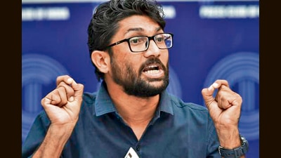 Mevani was arrested on Monday, moments after getting bail from a court in Kokrajhar in a case of alleged offensive tweets against Prime Minister Narendra Modi, and sent to five days of police custody in Barpeta for allegedly assaulting a woman sub inspector. He was initially arrested in Palanpur for his alleged offensive tweets against the PM on April 20. (PTI) Mevani was arrested on Monday, moments after getting bail from a court in Kokrajhar in a case of alleged offensive tweets against Prime Minister Narendra Modi, and sent to five days of police custody in Barpeta for allegedly assaulting a woman sub inspector. He was initially arrested in Palanpur for his alleged offensive tweets against the PM on April 20. (PTI)