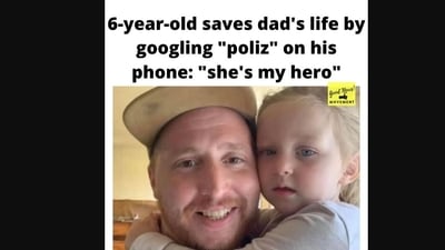 The kid called the local police department seeking help and her quick actions saved her dad's life. (Instagram/@goodnews_movement) The kid called the local police department seeking help and her quick actions saved her dad's life. (Instagram/@goodnews_movement)
