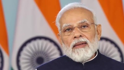 Prime Minister Narendra Modi addresses Semi-con India Conference. (Twitter/ANI) Prime Minister Narendra Modi addresses Semi-con India Conference. (Twitter/ANI)