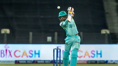 Deepak Hooda of Lucknow Super Giants plays a shot during the Indian Premier League 2022 (PTI)